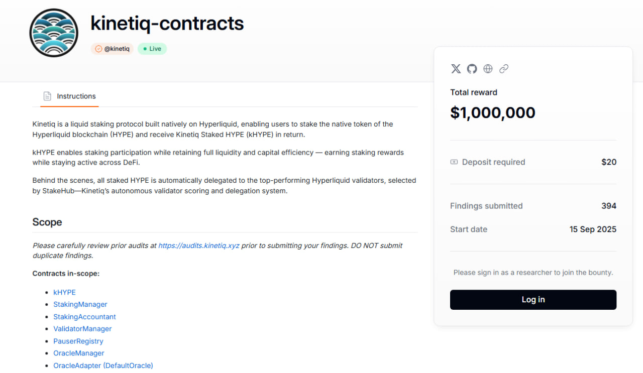 Kinetiq security audits and bug bounty overview